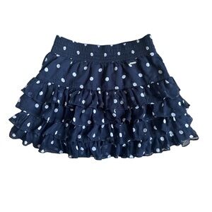Abercrombie Kids Navy and White Polka Dot Ruffle Skirt Size XL